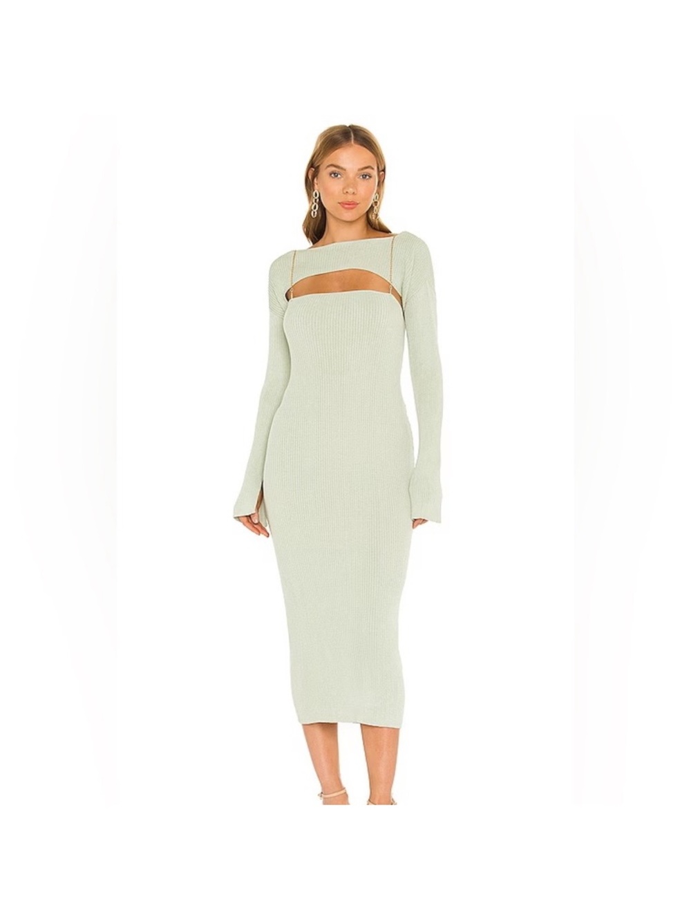 Bubish stretch Midi Dress with removable top in mint Green